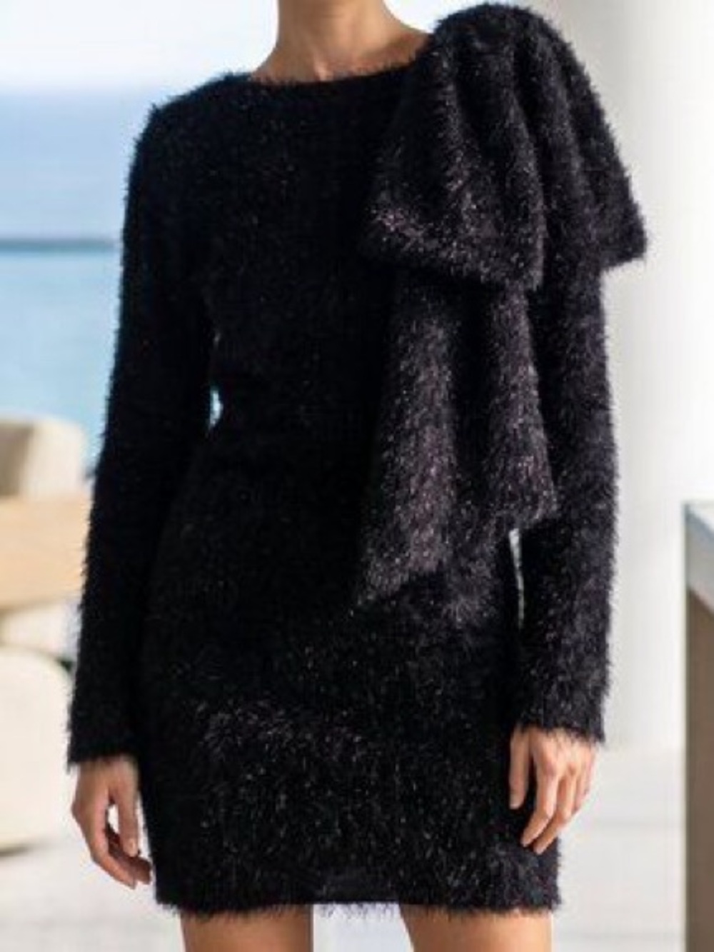 NWT ASOS Luxe Black Knit Evashed / Eyelash Dress - Size 12